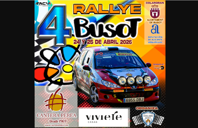 44 inscritos en el 4º Rallye de Busot que se celebra el próximo sábado, día 25