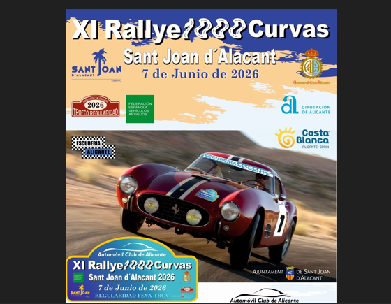 El domingo, 7 de junio, el ACA organiza el XI Rallye 1000 Curvas Sant Joan d´Alacant